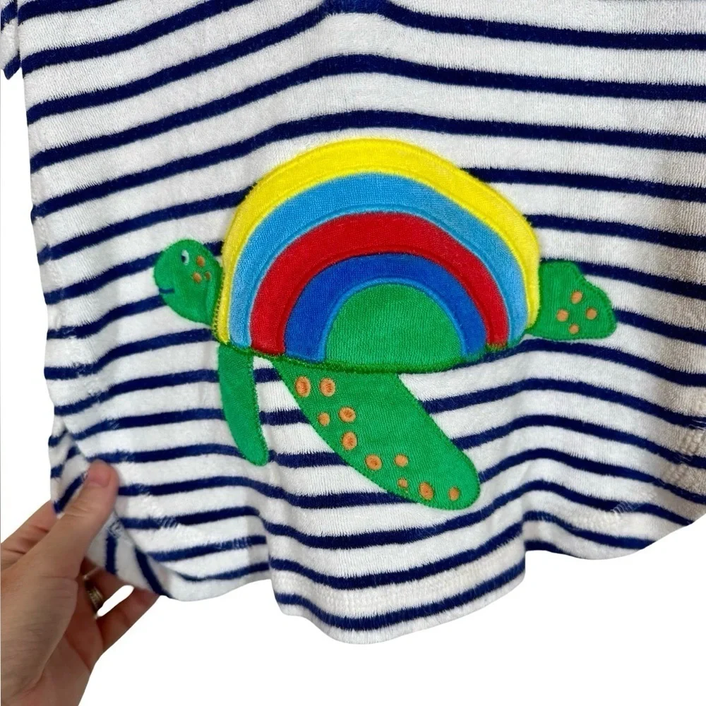 Baby Boden Rainbow Turtle Toweling Poncho Terry Hooded Cover Up Throw On